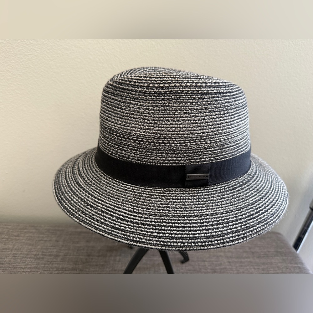 Men's/ Unisex Black/Cream Woven Kooringal Fedora Hat Size Small 57 Cm
